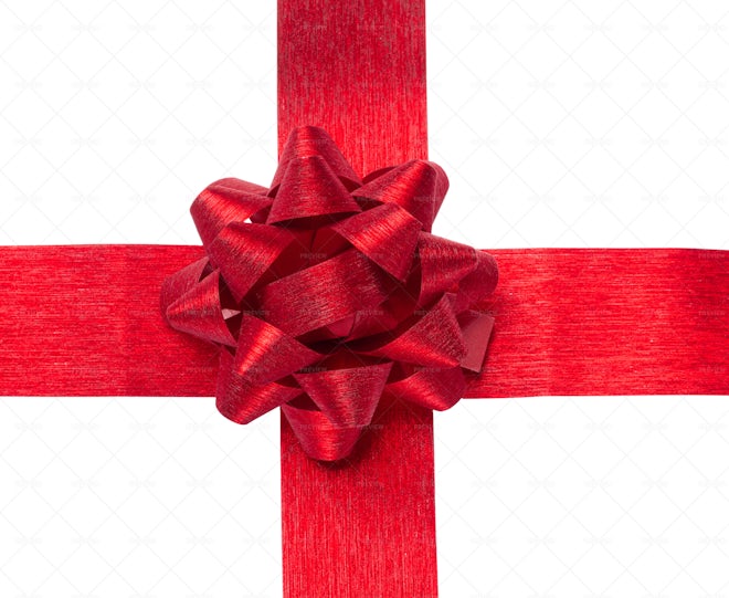 Knotted Bow Made Of Red Silk Ribbon - Stock Photos
