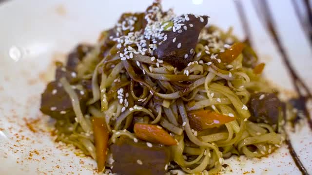 Beef Noodle Dish: Stock Video