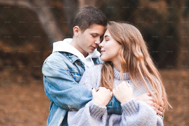 Happy Teen Romantic Couple Together - Stock Photos | Motion Array