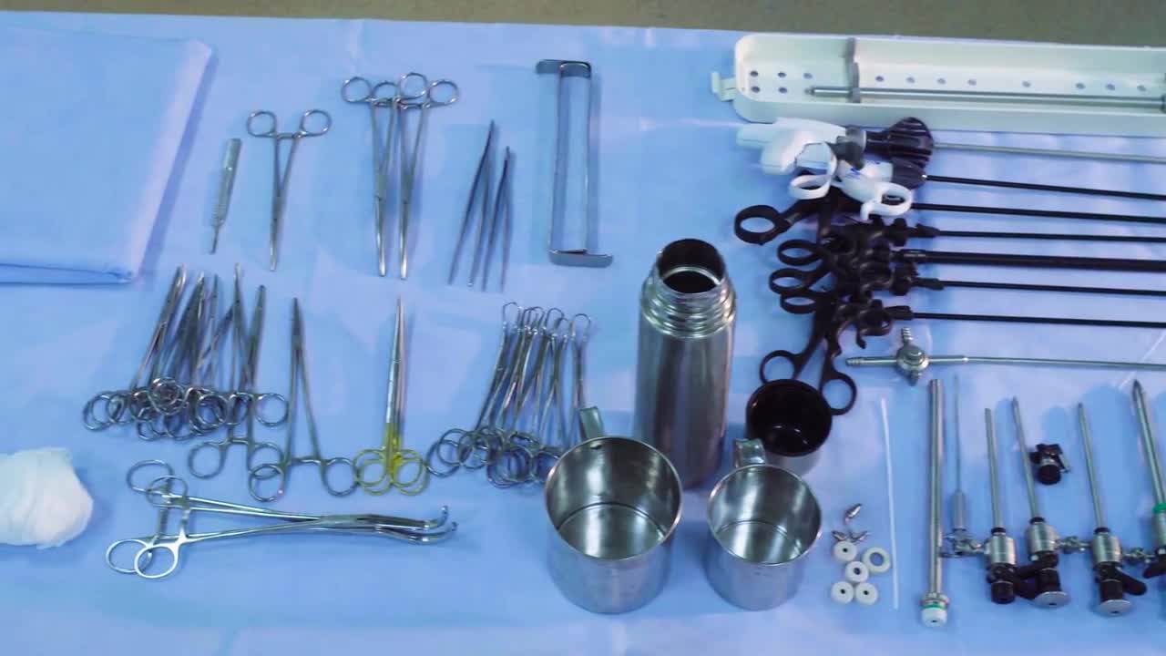 Sterile Laparoscopic Instruments Stock Video Motion Array