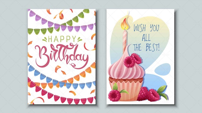 2 Colorful Birthday Cards - Graphics | Motion Array