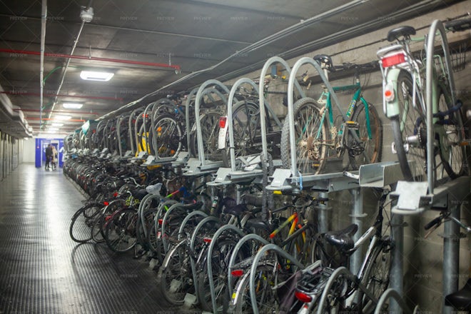 Underground Bicycle Parking In Florence - Stock Photos | Motion Array