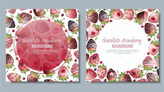 2 Postcards With Chocolate Strawberries - Graphics | Motion Array