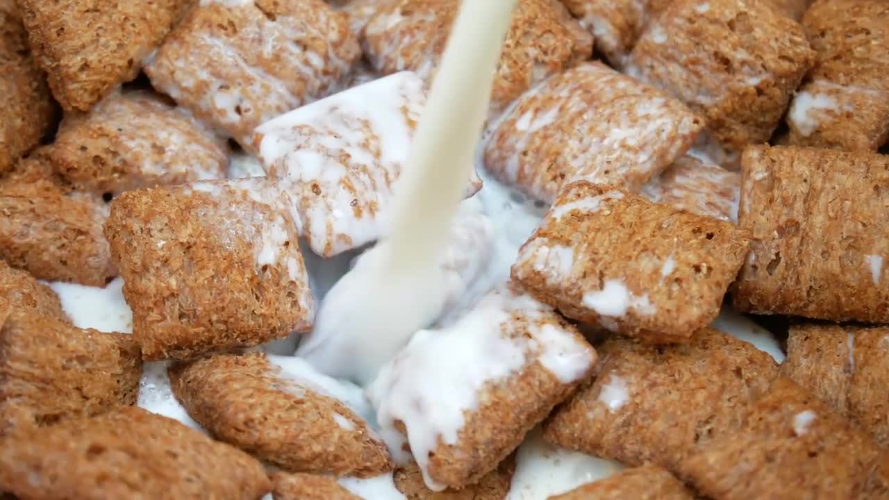 Pouring Milk Into Cereal Stock Video Motion Array
