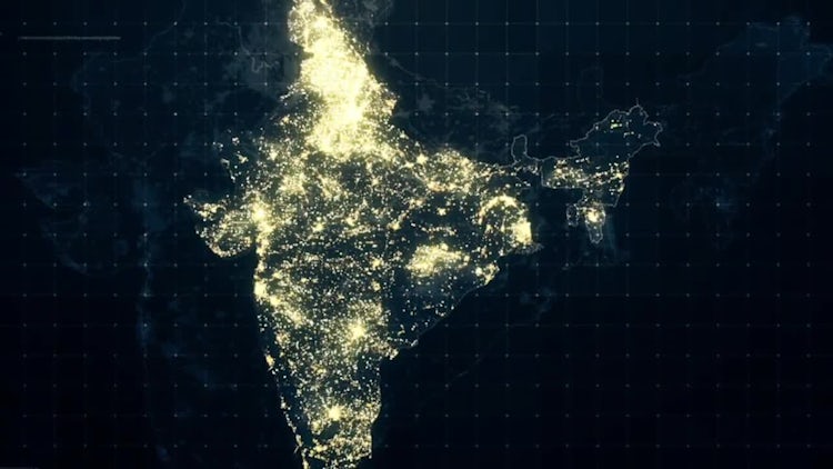 Pack of India Maps At Night: Stock Motion Graphics