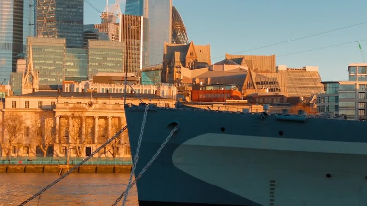 HMS Belfast In London: Stock Video