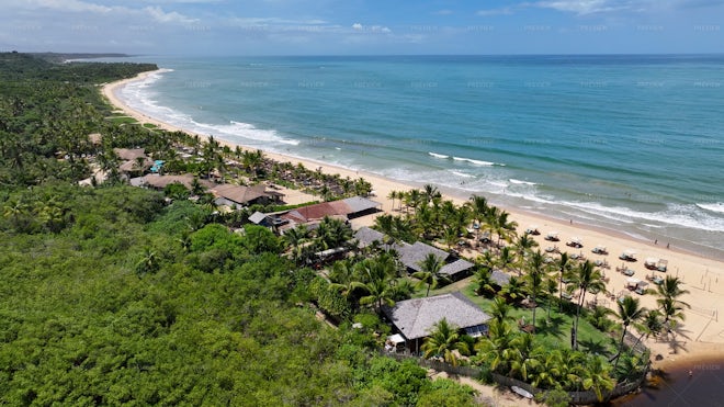 Trancoso Beach In Trancoso Bahia. Brazil Discovery Coast. - Stock ...