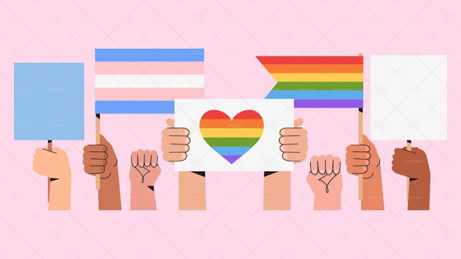 People Hold LGBTQ Signs - Graphics | Motion Array