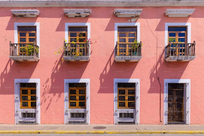 Veracruz, Mexico, Colorful Streets In Colonial Historic City Center ...