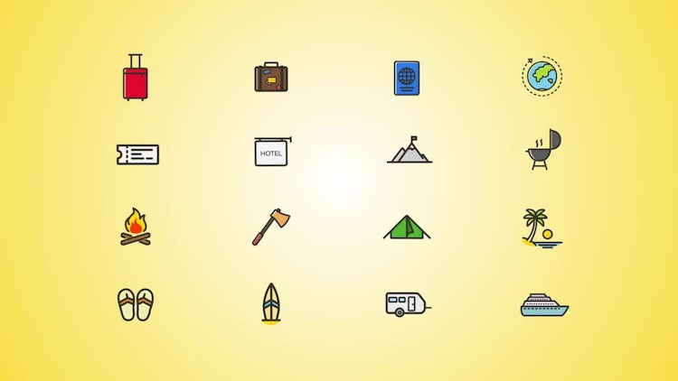 Vacation And Weekend Icons Pack: After Effects Templates