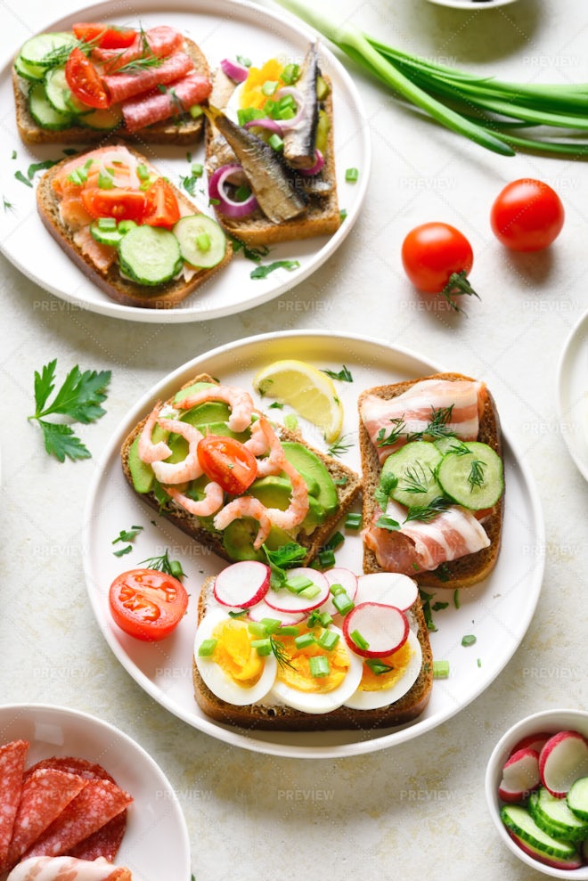 Open Faced Sandwiches - Stock Photos | Motion Array