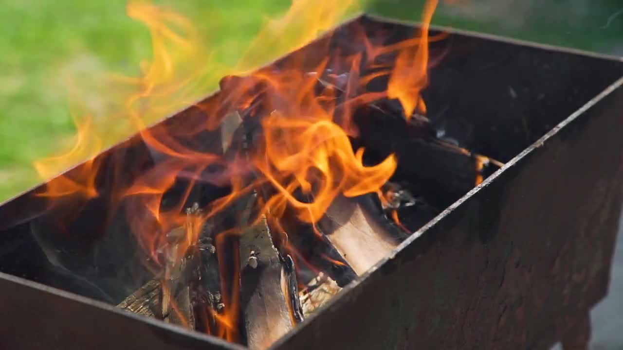 Flames From Grill Stock Video Motion Array