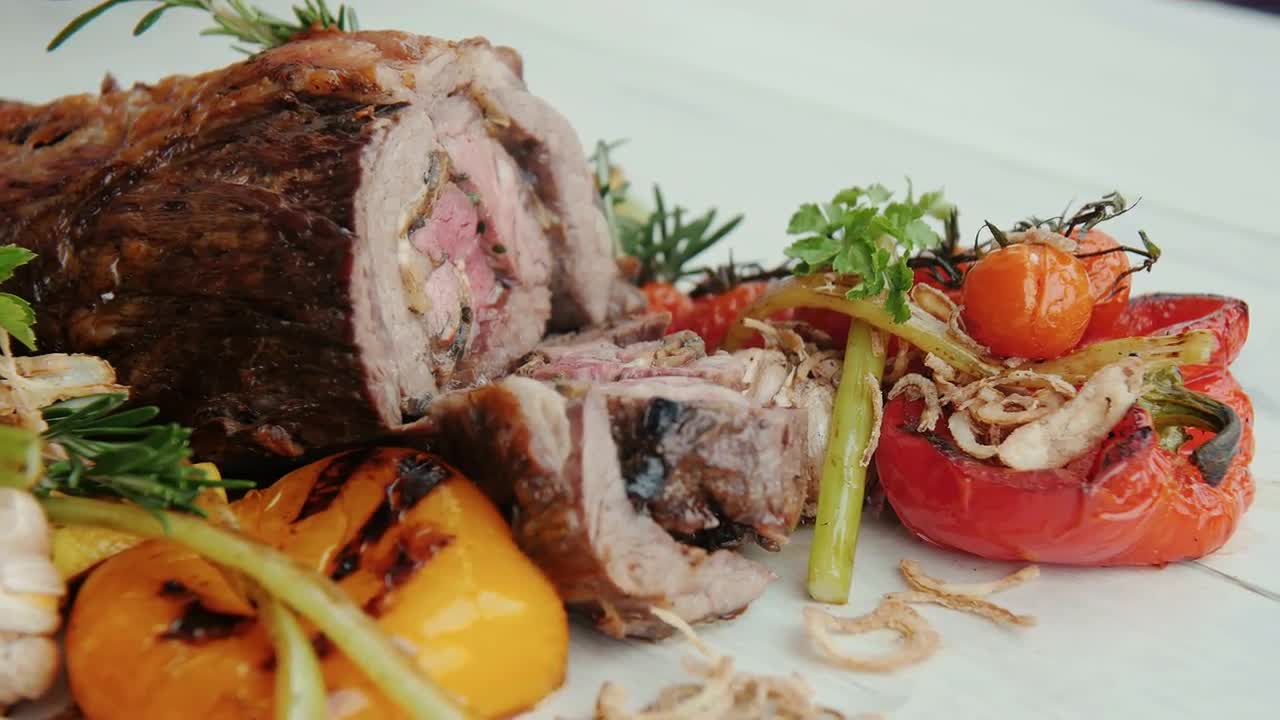 Baked Ham And Vegetables Stock Video Motion Array