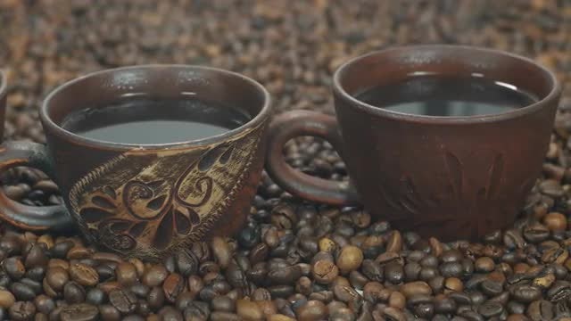 Cups Of Hot Coffee: Stock Video