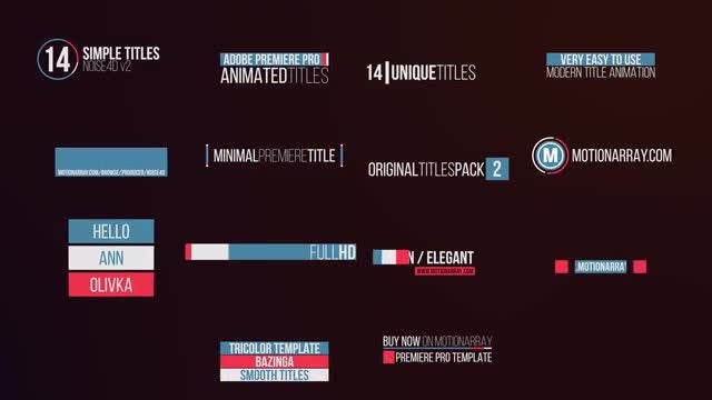 14 Simple Titles 2 - Tricolor: Premiere Pro Templates