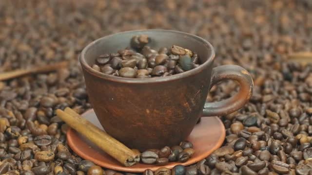 Coffee Beans In Cup: Stock Video