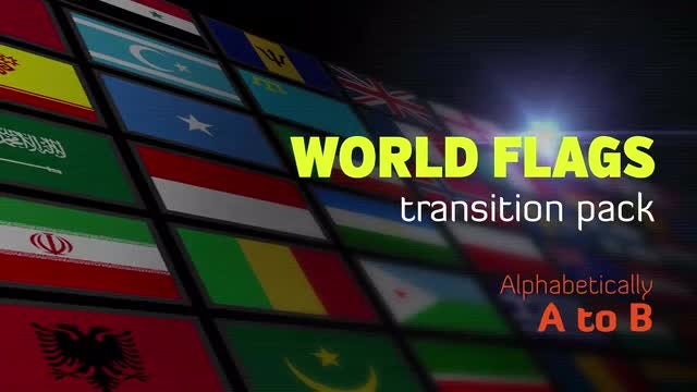 Flat World Flags Transition Pack A to B: Stock Motion Graphics