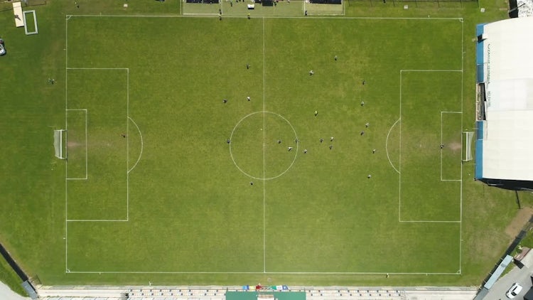 Top-Down Of Soccer Field: Stock Video