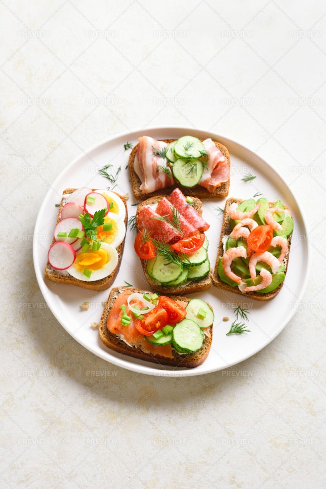 Open Faced Sandwiches - Stock Photos | Motion Array