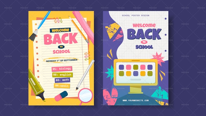 2 Back To School Posters - Graphics | Motion Array