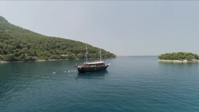 Aerial Fly Over Boat: Stock Video