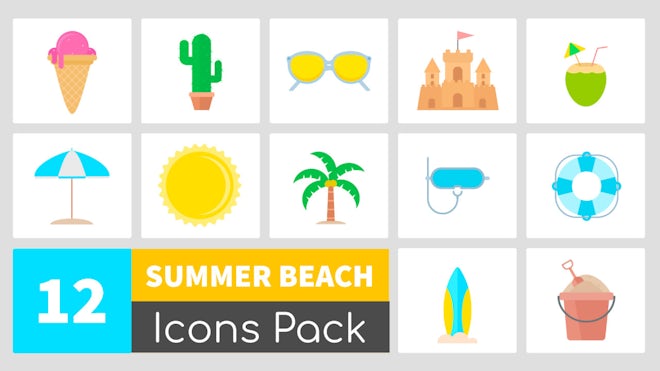 Animated Summer Beach Icons Pack Freebies template preview