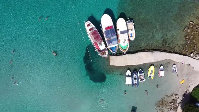 People And Boats Aerial: Stock Video
