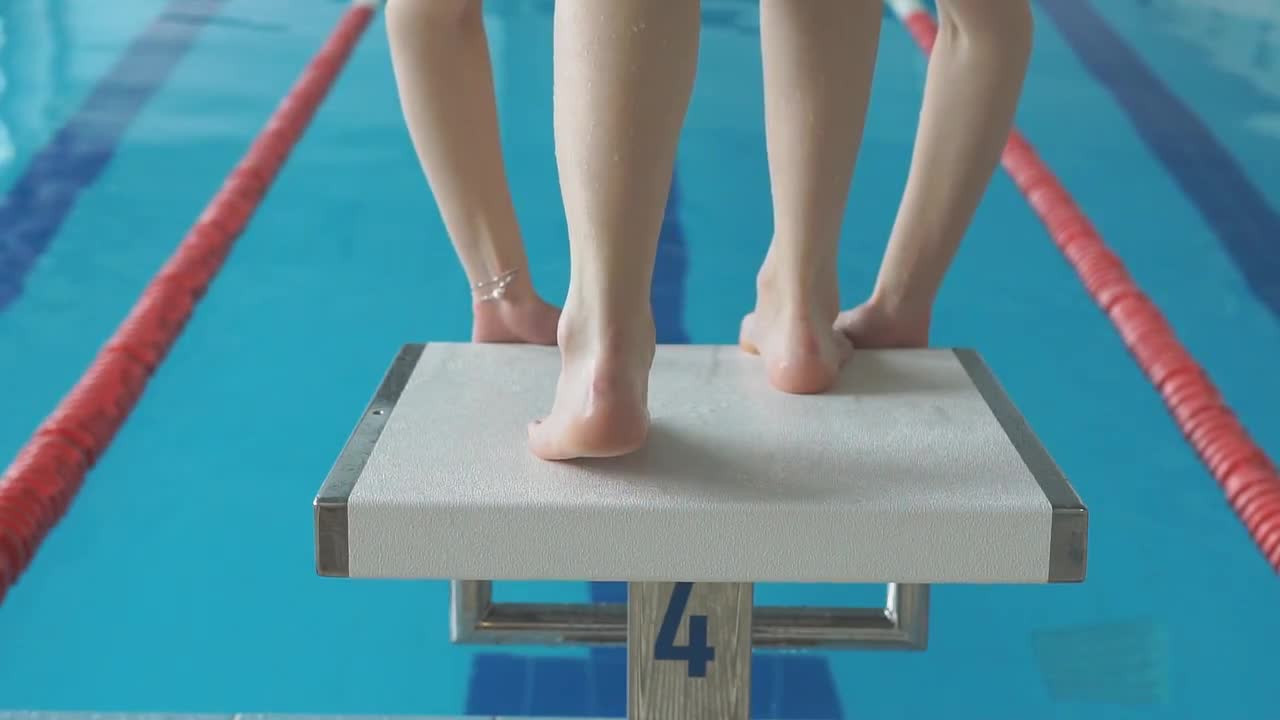 Swimmer On Starting Block - Stock Video | Motion Array