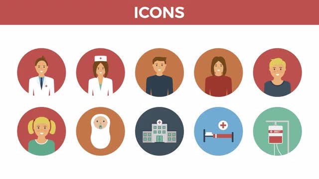 30 Medical Flat Icons: After Effects Templates