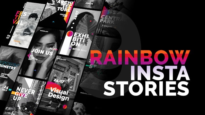 Rainbow Instagram Stories Freebies template preview