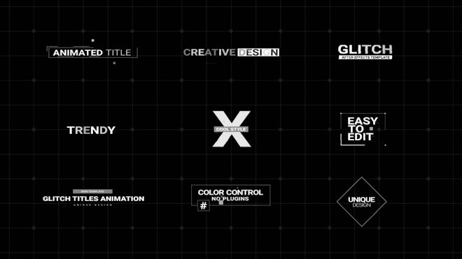 Glitch Titles Animation Freebies template preview
