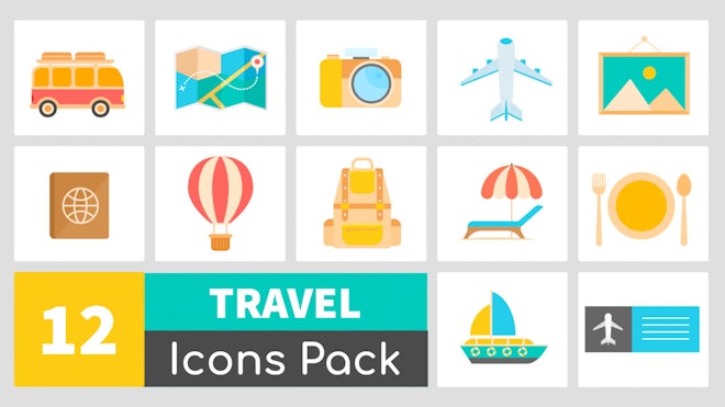 Animated Travel Icons Pack Freebies template preview