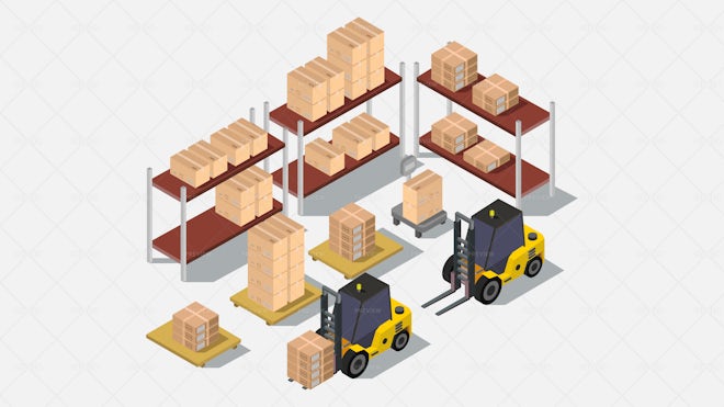 Isometric Warehouse Illustration - Graphics | Motion Array