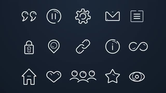 50 Line Icons: After Effects Templates