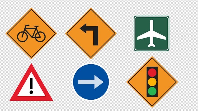 14 Traffic Signs Animated - Stock Motion Graphics | Motion Array