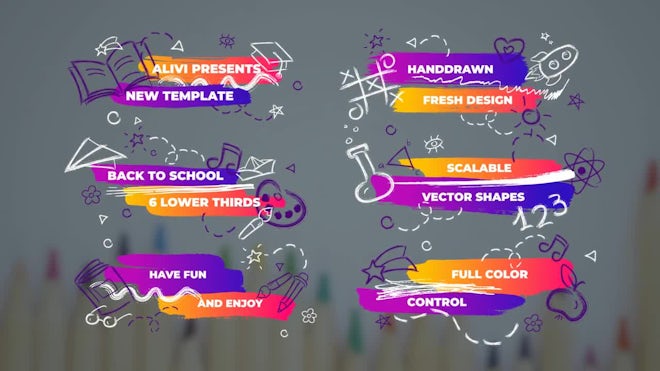 6 Back To School Lower Thirds Freebies template preview