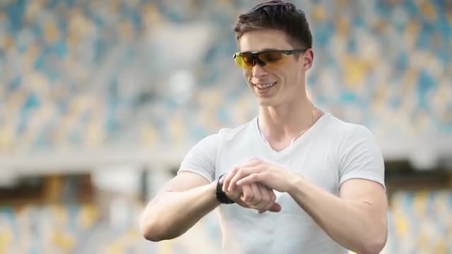 Checking Smartwatch After Training: Stock Video