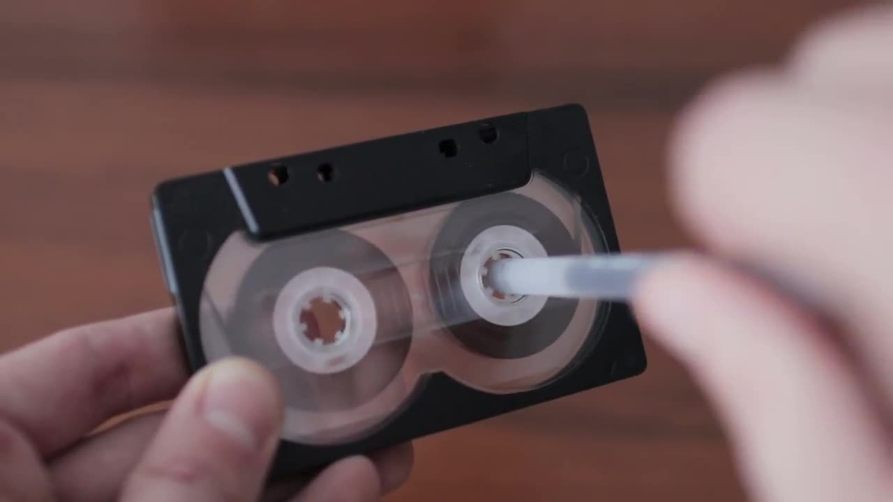 Rewinding A Cassette Tape Stock Video Motion Array
