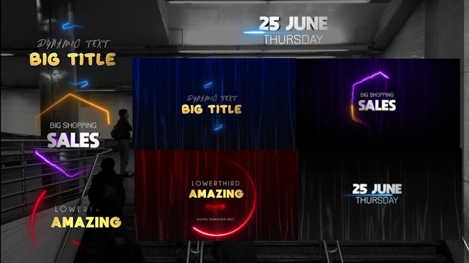 3D Neon Big Titles & Lower Third Freebies template preview