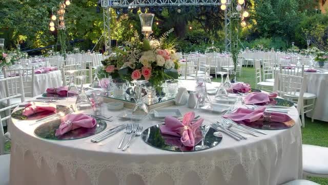 Garden Wedding Tables: Stock Video
