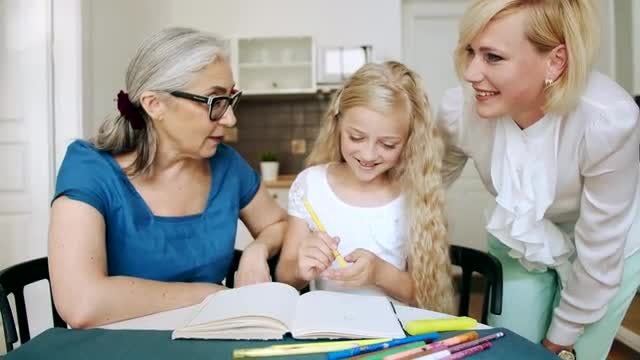 Studying With Grandma: Stock Video