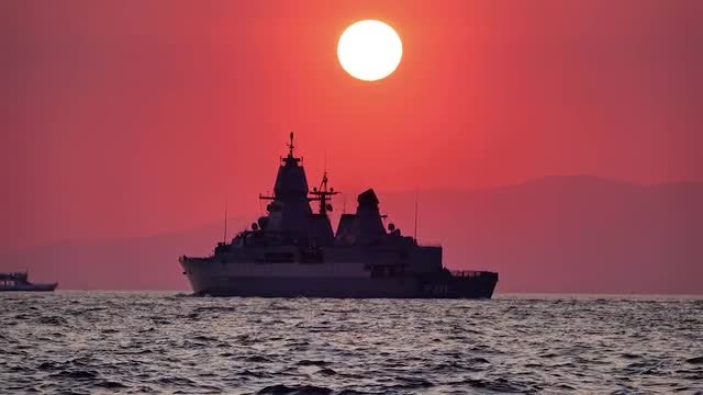 Warship On The Sea: Stock Video
