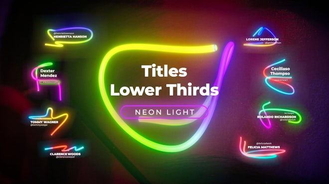 Lower Thirds Neon Titles 3 Freebies template preview