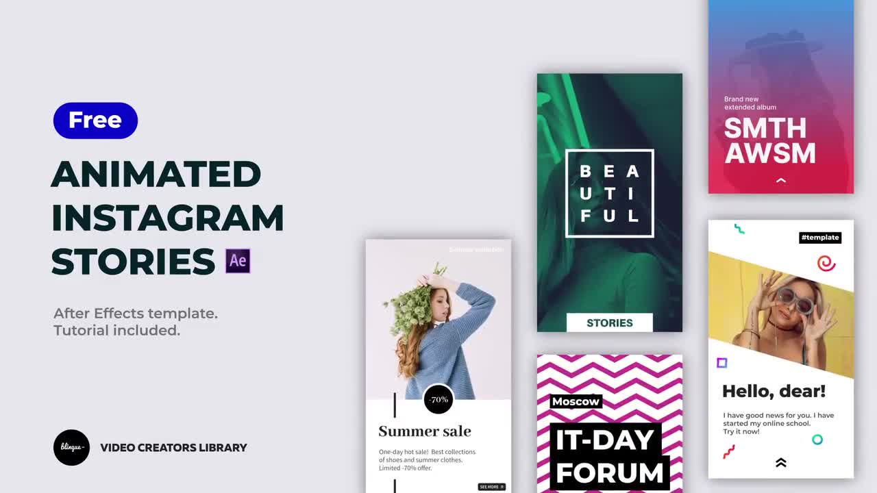 Free Animated Instagram Stories After Effects Templates Motion Array
