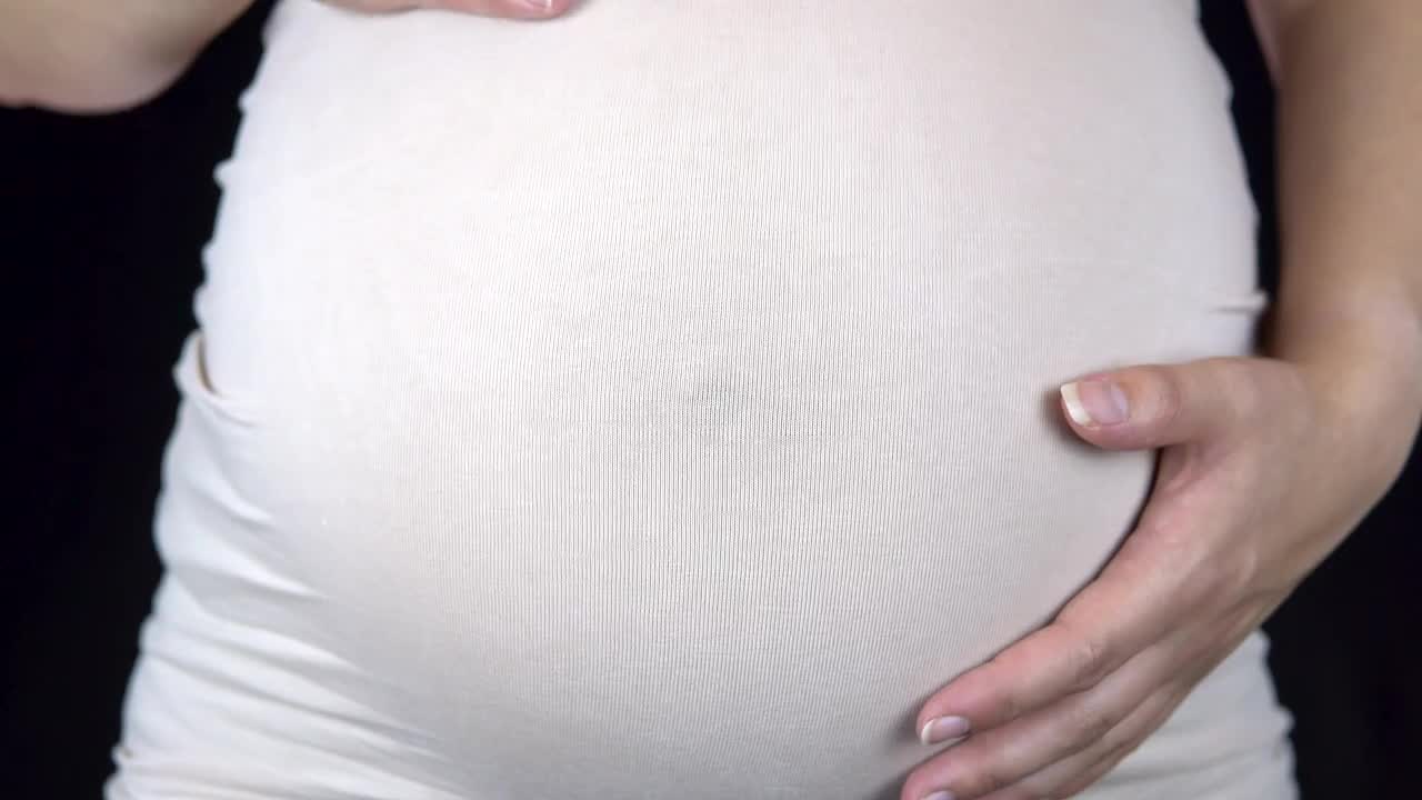 Pregnant Woman Rubbing Belly Stock Video Motion Array 