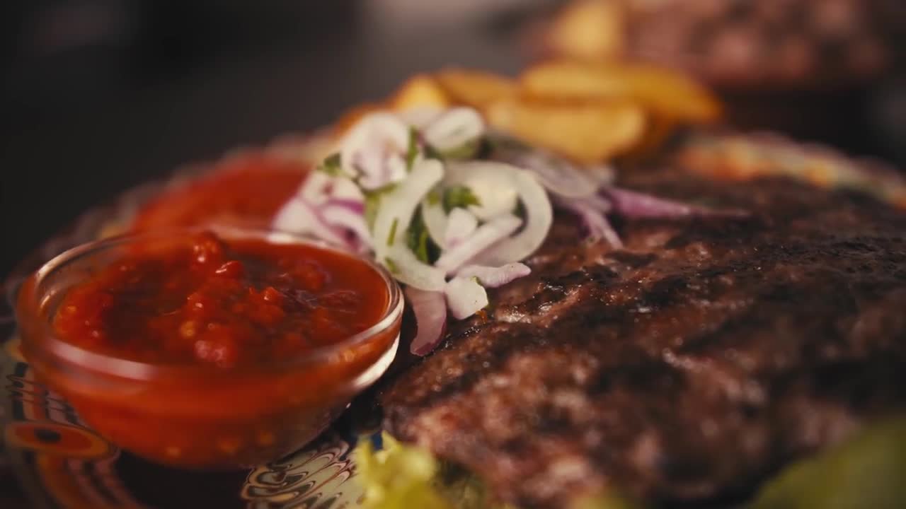 Balkan Meat With Sauce Stock Video Motion Array