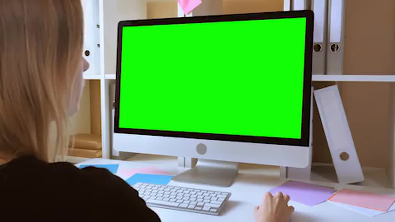 Computer With Green Screen Stock Video Motion Array