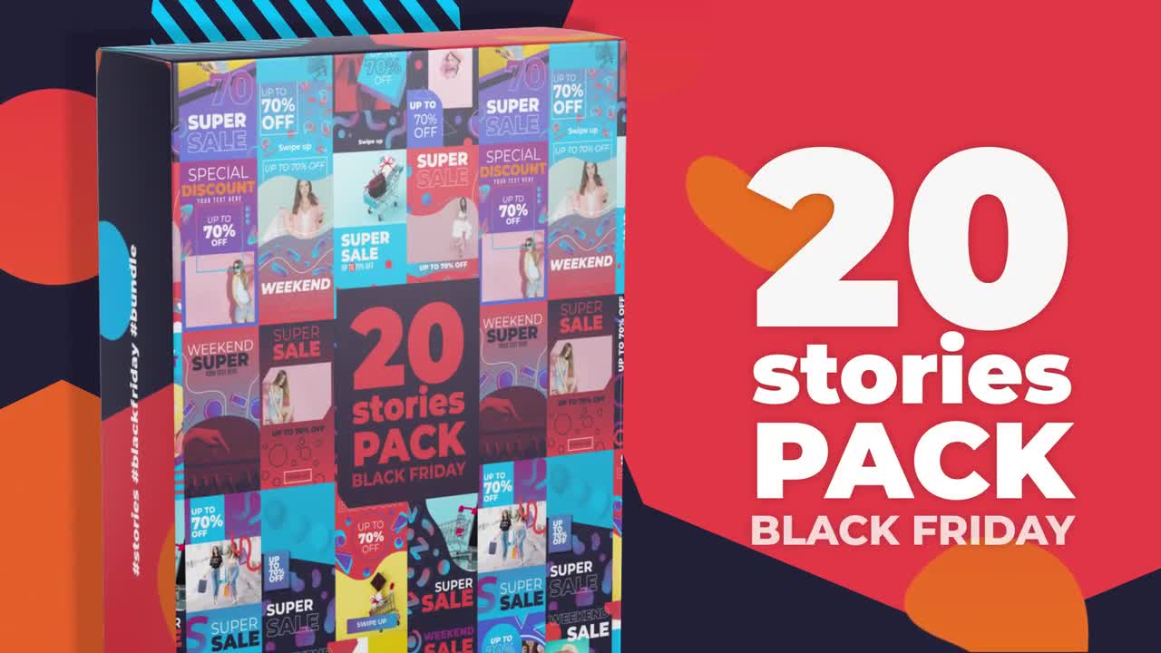 20 Black Friday Stories Pack After Effects Templates Motion Array