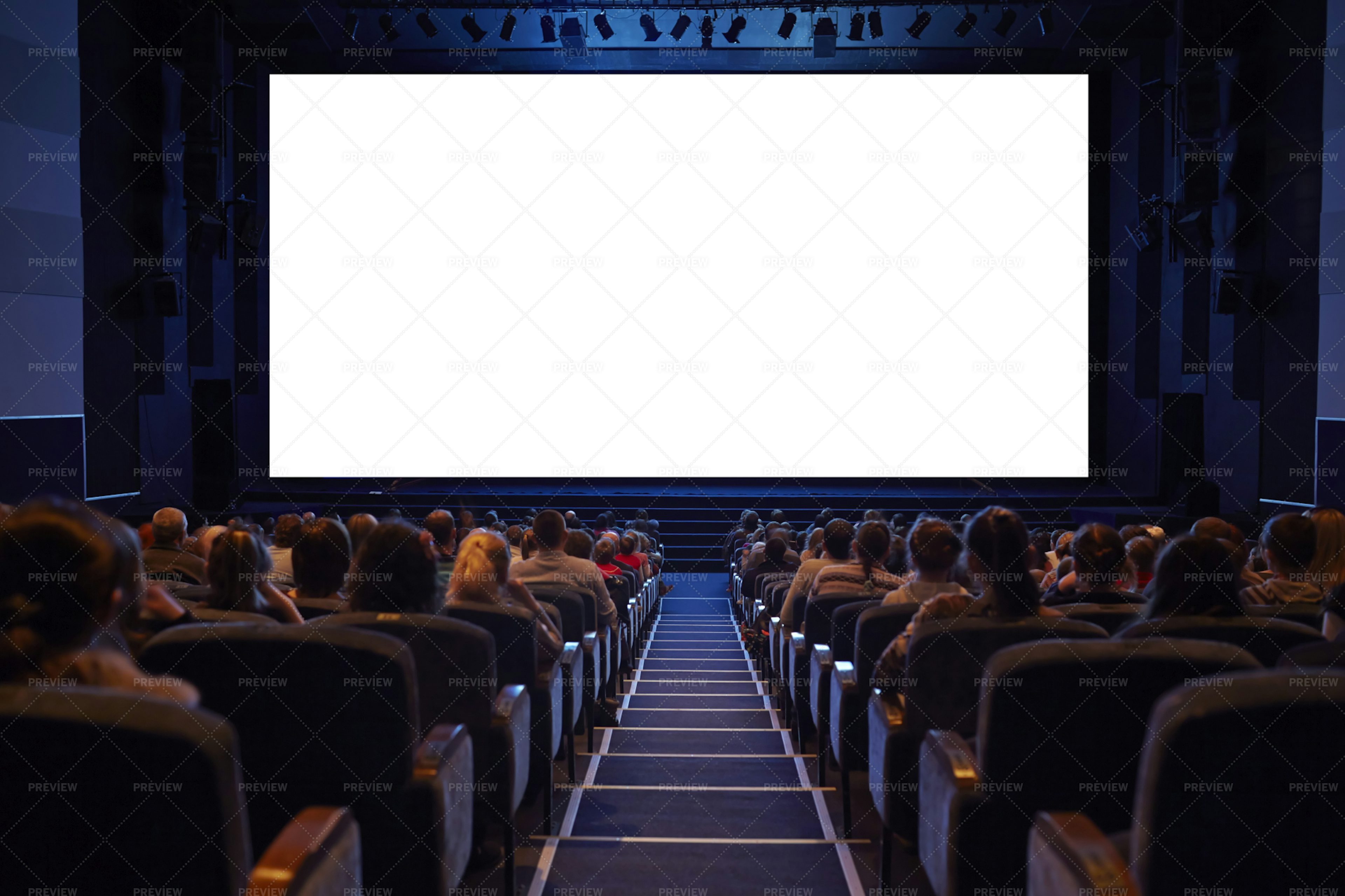 White Cinema Screen With Audience - Stock Photos | Motion Array