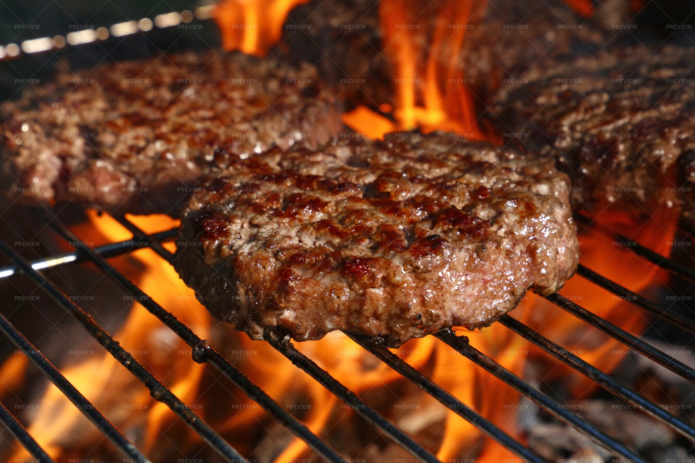 Flame Grilled Hamburgers - Stock Photos | Motion Array